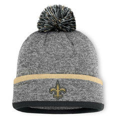 New Orleans Saints Motion Cuffed Knit Hat with Pom - Heather Gray Hats