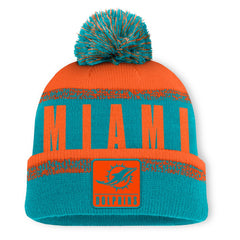 Miami Dolphins Play Action Cuffed Knit Hat with Pom - Aqua/Orange Hats