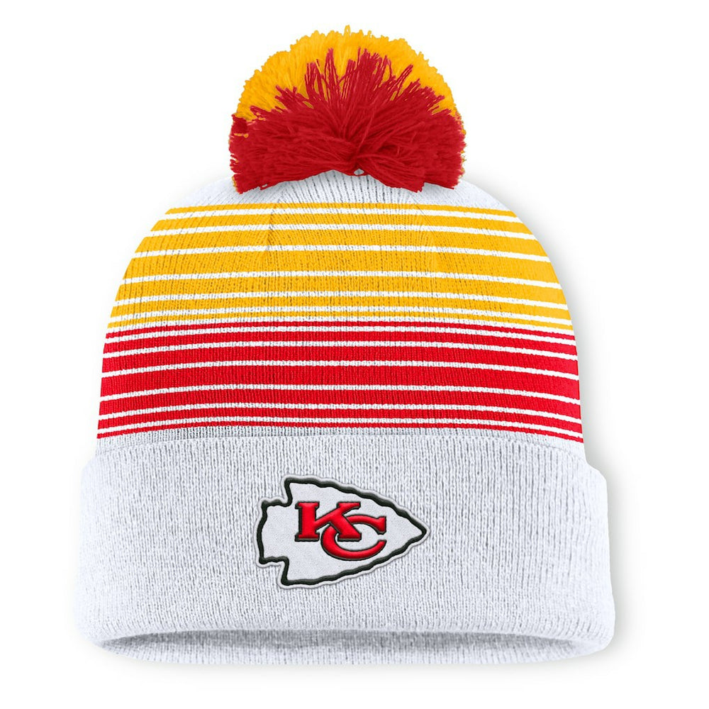 Kansas City Chiefs Ghost Cuffed Knit Hat with Pom - White Hats