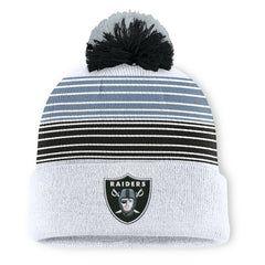 Las Vegas Raiders Ghost Cuffed Knit Hat with Pom - White Hats