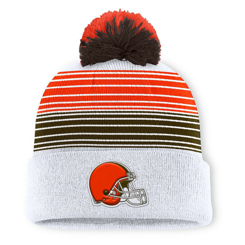Cleveland Browns Ghost Cuffed Knit Hat with Pom - White Hats