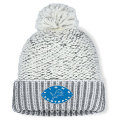 Detroit Lions Women's Pro Set Cuffed Knit Hat with Pom - Heather Gray Hats