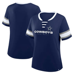 Dallas Cowboys Women's Redzone Draw Play Athena Lace-Up T-Shirt - Navy T-shirts