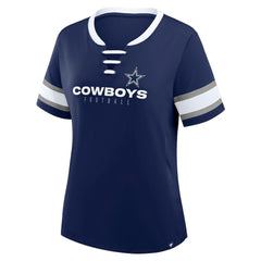Dallas Cowboys Women's Redzone Draw Play Athena Lace-Up T-Shirt - Navy T-shirts