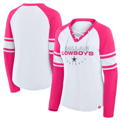 Dallas Cowboys Women's White/Pink NFL Womens Redzone Bling Lace Up LST -