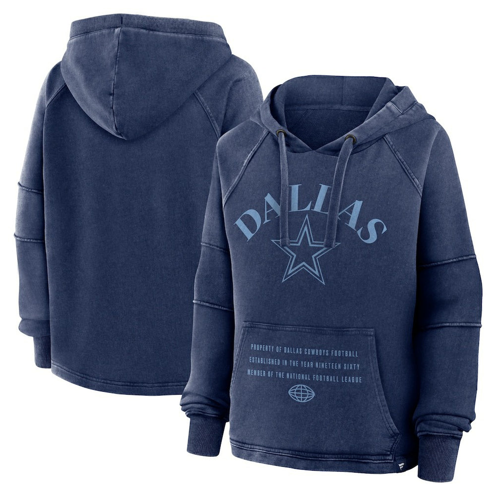 Dallas Cowboys Women's Oversized Raglan Gridiron Hoodie - Navy Hoodies