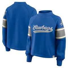 Dallas Cowboys Oversized Hometown Toss Sweep Mock Neck Pullover - Royal Pullover