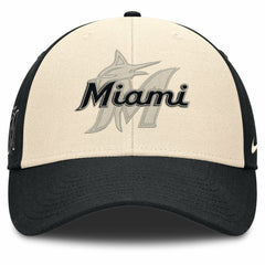 Miami Marlins Nike Statement Club Performance Adjustable Hat - Black/Natural Hats