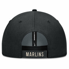 Miami Marlins Nike Statement Club Performance Adjustable Hat - Black/Natural Hats