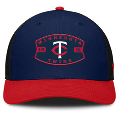 Minnesota Twins Fanatics Cutoff Adjustable Trucker Hat - Navy/Red Hats