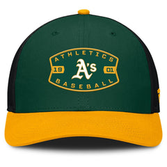 Athletics Fanatics Cutoff Adjustable Trucker Hat - Green/Gold Hats
