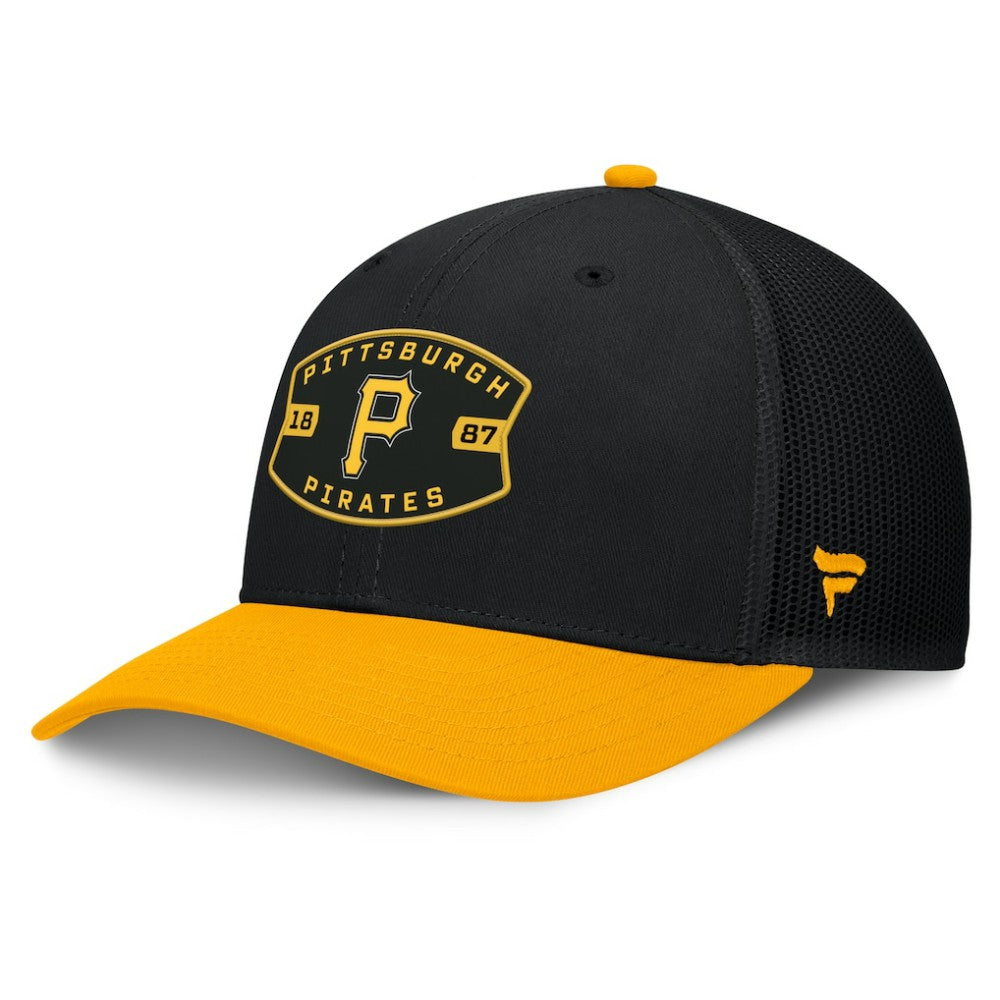 Pittsburgh Pirates Fanatics Cutoff Adjustable Trucker Hat - Black/Gold Hats