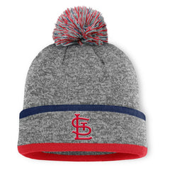 St. Louis Cardinals Fanatics Backstop Cuffed Knit Hat with Pom - Heather Gray Hats