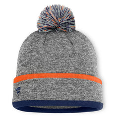 Detroit Tigers Fanatics Backstop Cuffed Knit Hat with Pom - Heather Gray Hats