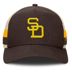 San Diego Padres Fanatics Inherited Side Stripe Trucker Adjustable Hat - Brown/Natural Hats