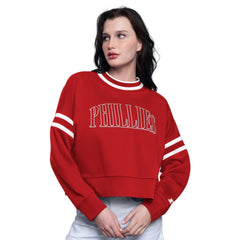 Philadelphia Phillies Starter Women's Power Play Cropped Pullover Sweatshirt - Red Pullover
