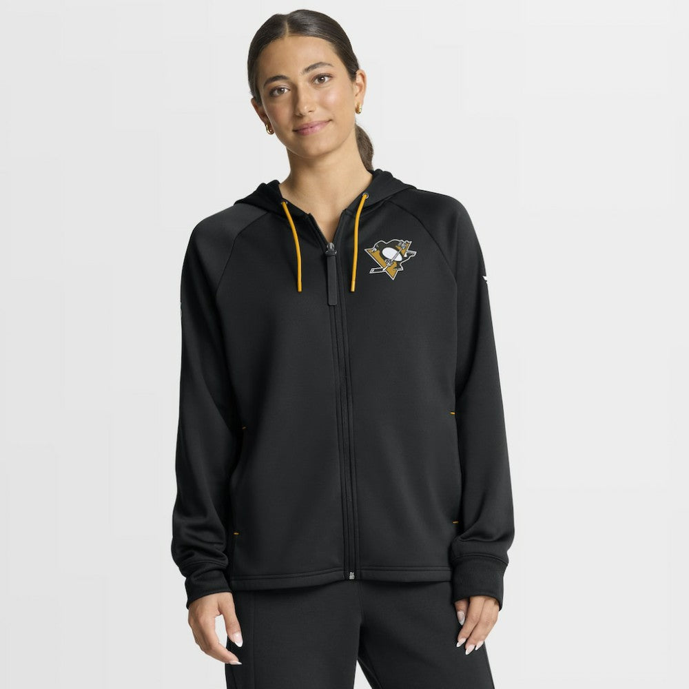 Pittsburgh Penguins Fanatics Women's Authentic Pro Rink Raglan Full-Zip Hoodie - Black | US 202493230