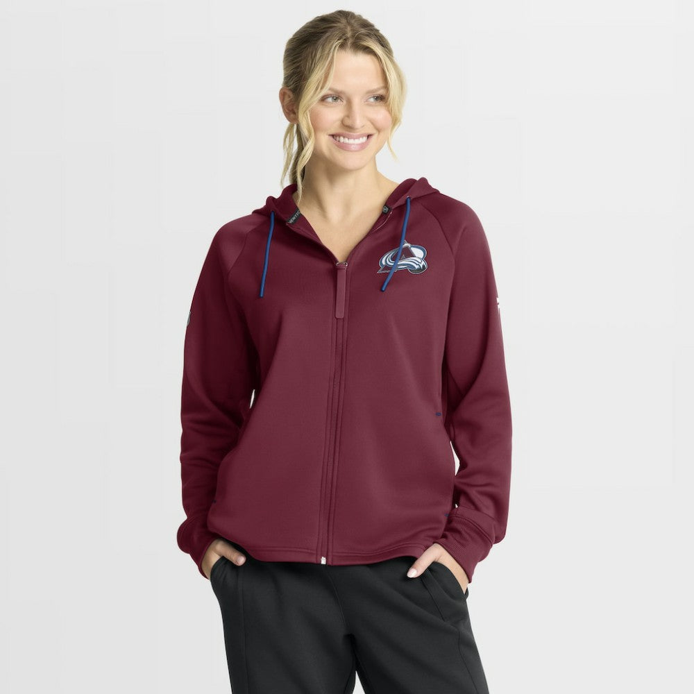 Colorado Avalanche Fanatics Women's Authentic Pro Rink Raglan Full-Zip Hoodie - Burgundy | US 202493231