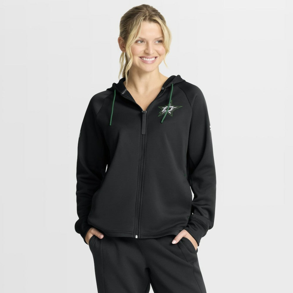 Dallas Stars Fanatics Women's Authentic Pro Rink Raglan Full-Zip Hoodie - Black | US 202493237