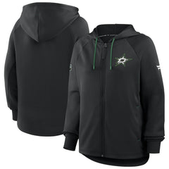 Dallas Stars Fanatics Women's Authentic Pro Rink Raglan Full-Zip Hoodie - Black | US 202493237