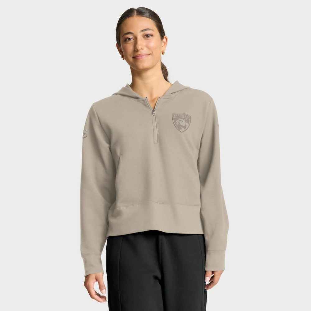 Florida Panthers Fanatics Women's Authentic Pro Road Tri-Blend Quarter-Zip Hoodie - Tan | US 202493446