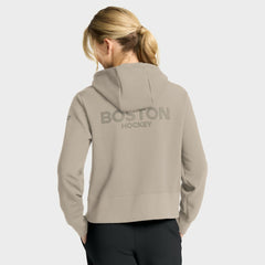 Boston Bruins Fanatics Women's Authentic Pro Road Tri-Blend Quarter-Zip Hoodie - Tan | US 202493454