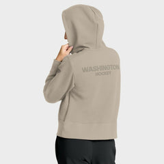 Washington Capitals Fanatics Women's Authentic Pro Road Tri-Blend Quarter-Zip Hoodie - Tan | US 202493511