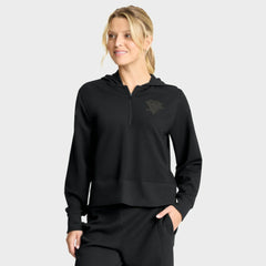 Pittsburgh Penguins Fanatics Women's Authentic Pro Road Tri-Blend Quarter-Zip Hoodie - Black | US 202493527