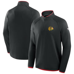 Chicago Blackhawks Fanatics Authentic Pro Rink Raglan Quarter-Zip Pullover - Black | US 202495217