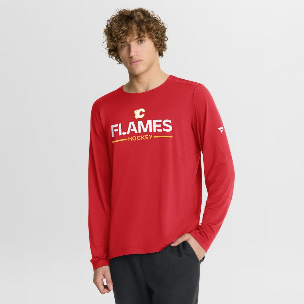 Calgary Flames Fanatics Authentic Pro Rink Tech Long Sleeve T-Shirt - Red | US 202495521