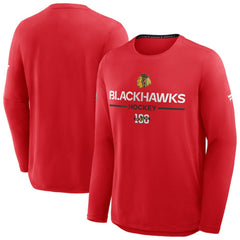 Chicago Blackhawks Fanatics Authentic Pro Centennial Rink Tech Long Sleeve T-Shirt - Red | US 202495552