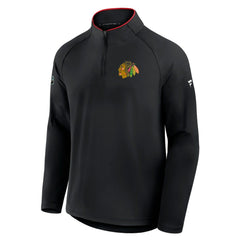 Chicago Blackhawks Fanatics Authentic Pro Rink Training Quarter-Zip Pullover - Black | US 202495640