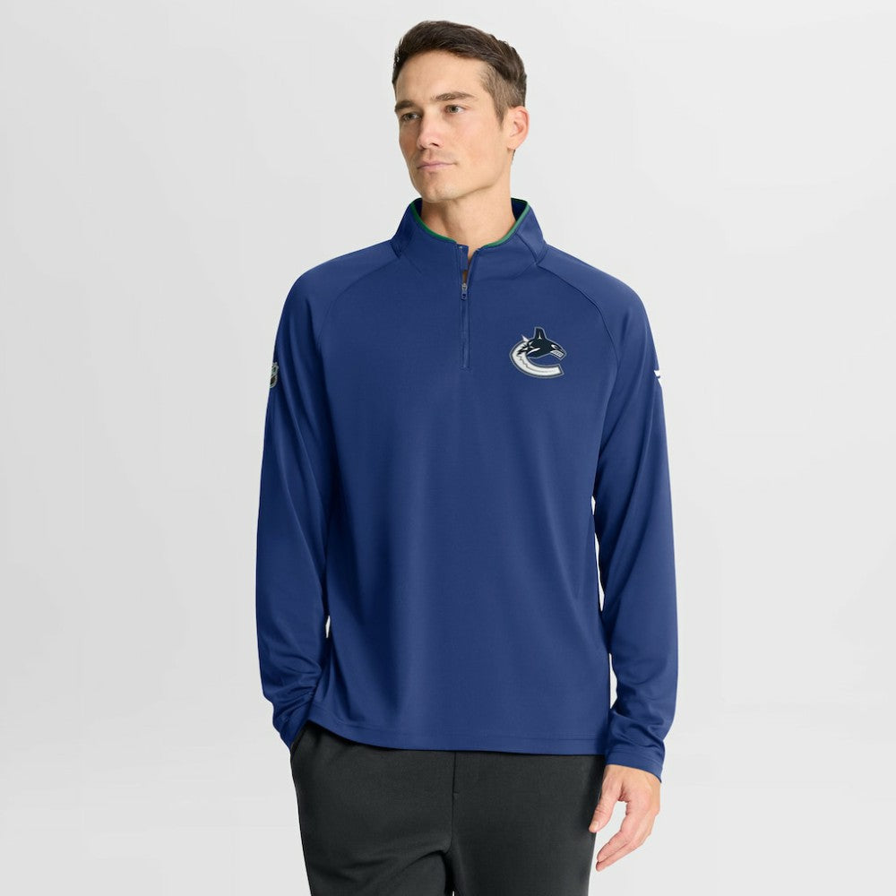 Vancouver Canucks Fanatics Authentic Pro Rink Training Quarter-Zip Pullover - Blue | US 202495659