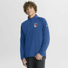 New York Rangers Fanatics Authentic Pro Rink Training Centennial Raglan Quarter-Zip Pullover - Blue | US 202495702