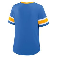 Los Angeles Chargers Women's Redzone Draw Play Athena Lace-Up T-Shirt - Powder Blue T-shirts