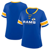 Los Angeles Rams Women's Redzone Draw Play Athena Lace-Up T-Shirt - Royal T-shirts
