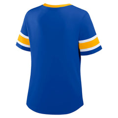 Los Angeles Rams Women's Redzone Draw Play Athena Lace-Up T-Shirt - Royal T-shirts