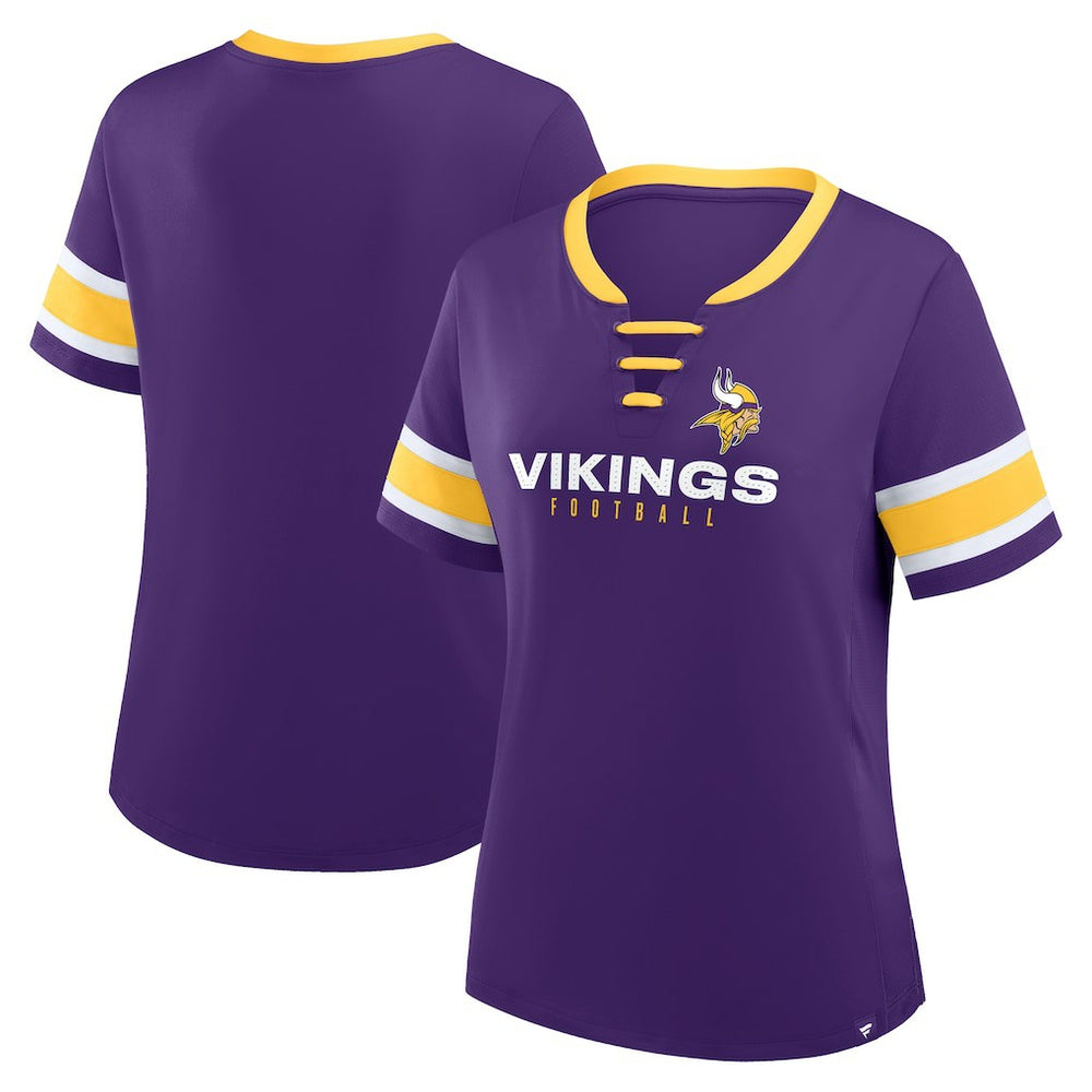 Minnesota Vikings Women's Redzone Draw Play Athena Lace-Up T-Shirt - Purple T-shirts