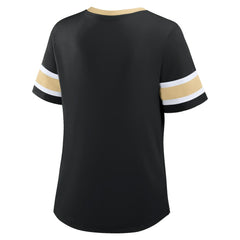 New Orleans Saints Women's Redzone Draw Play Athena Lace-Up T-Shirt - Black T-shirts