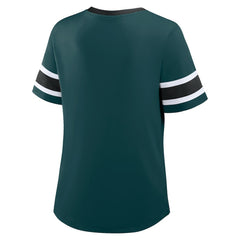 Philadelphia Eagles Women's Redzone Draw Play Athena Lace-Up T-Shirt - Midnight Green T-shirts