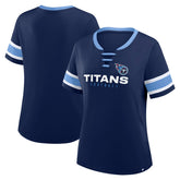 Tennessee Titans Women's Redzone Draw Play Athena Lace-Up T-Shirt - Navy T-shirts