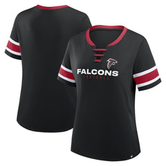 Atlanta Falcons Women's Redzone Draw Play Athena Lace-Up T-Shirt - Black T-shirts