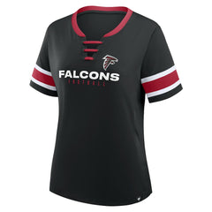 Atlanta Falcons Women's Redzone Draw Play Athena Lace-Up T-Shirt - Black T-shirts