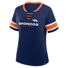 Denver Broncos Women's Redzone Draw Play Athena Lace-Up T-Shirt - Navy T-shirts
