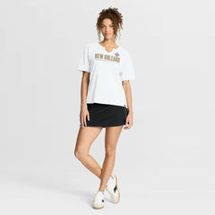 New Orleans Saints Women's Redzone Slub Boxy T-Shirt - White T-shirts