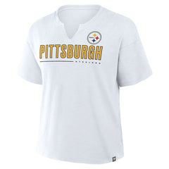 Pittsburgh Steelers Women's Redzone Slub Boxy T-Shirt - White T-shirts