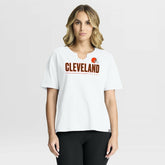 Cleveland Browns Women's Redzone Slub Boxy T-Shirt - White T-shirts