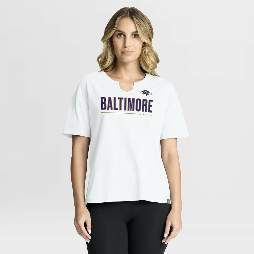Baltimore Ravens Women's Redzone Slub Boxy T-Shirt - White T-shirts