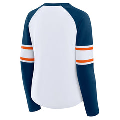 Chicago Bears Women's Redzone Blitz Package Raglan Lace-Up V-Neck Long Sleeve T-Shirt - White/Navy T-shirts