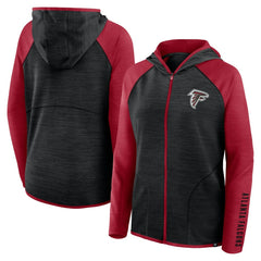 Atlanta Falcons Women's Redzone End Around Pass Raglan Full-Zip Hoodie - Black/Red Hoodies